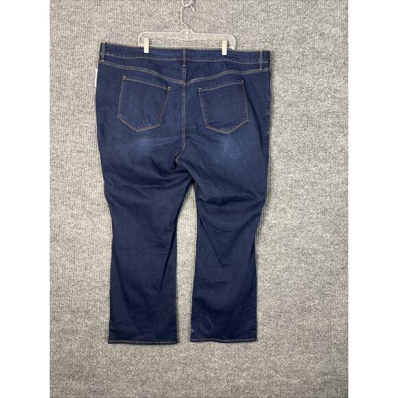 Old Navy Womens Mid Rise Kicker Boot Cut Jeans Plus Size 26 Blue Dark Wash New - Picture 2 of 10